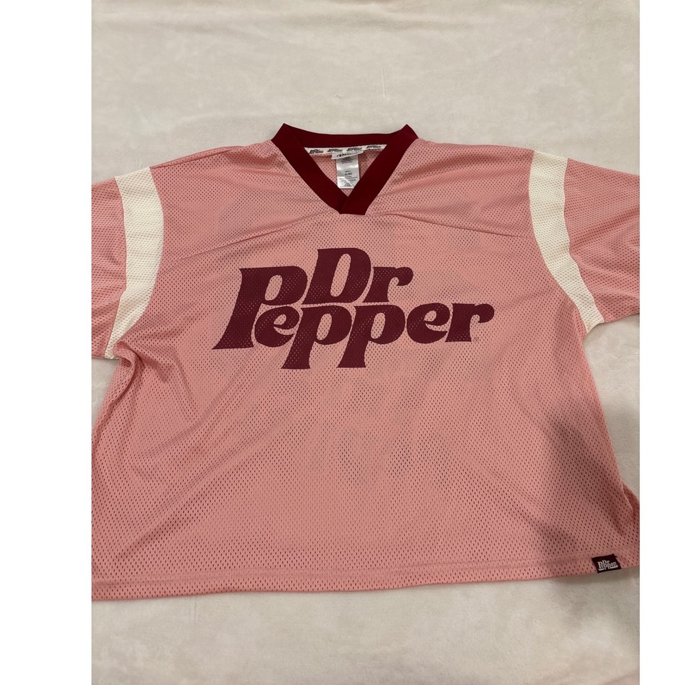Dr Pepper Pink Mesh Football Jersey Im a Pepper Graphic Crop Top XL